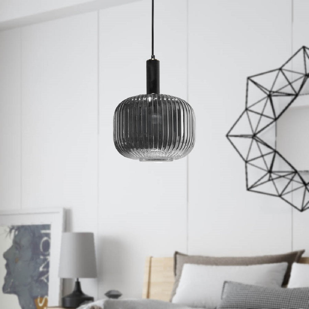 Canyon Home Contemporary Pendant Light Fixture with Grey Glass Shade, Elegant Multi Directional Ceiling Fixture for Living Room, Foyer, or Dining Areas, Dimmable Option