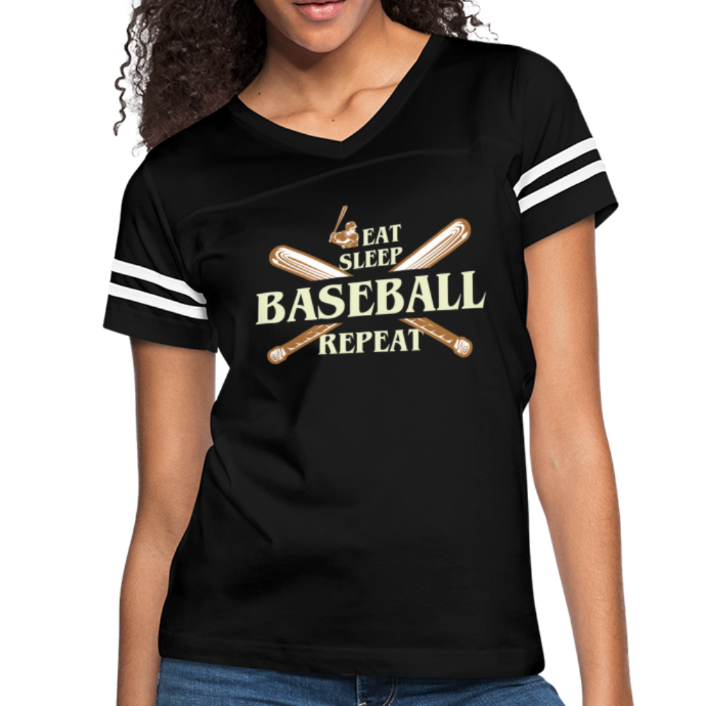 EAT SLEEP BASEBALL Naisten vintage urheilullinen t-paita